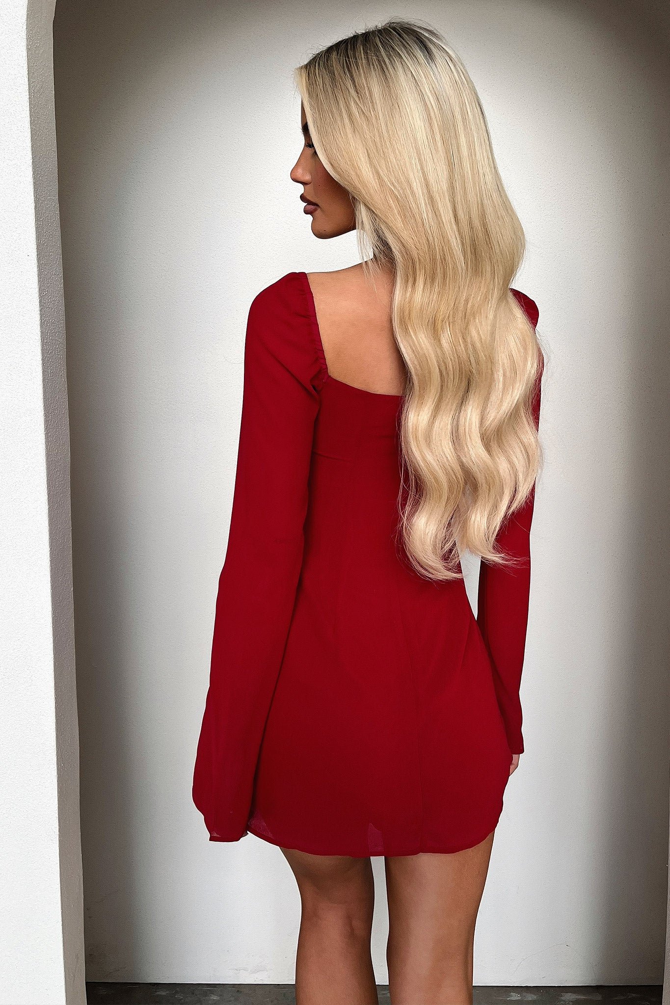 Charisma Long Sleeve Mini Dress - Red - Image 6
