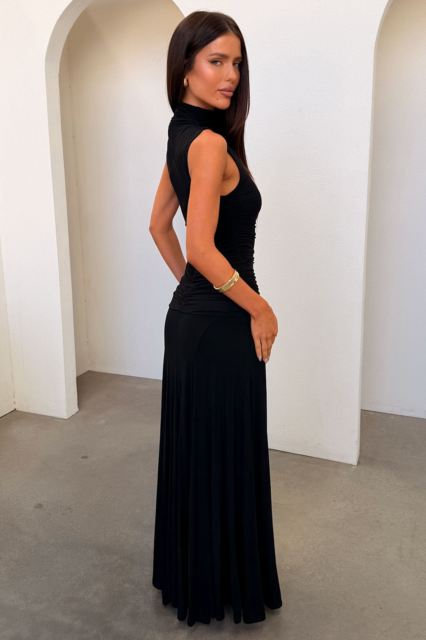 Nixie High Neck Maxi Dress - Black - Image 6