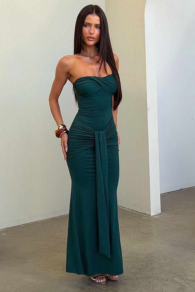 Taryn Strapless Maxi Dress - Emerald - Image 5
