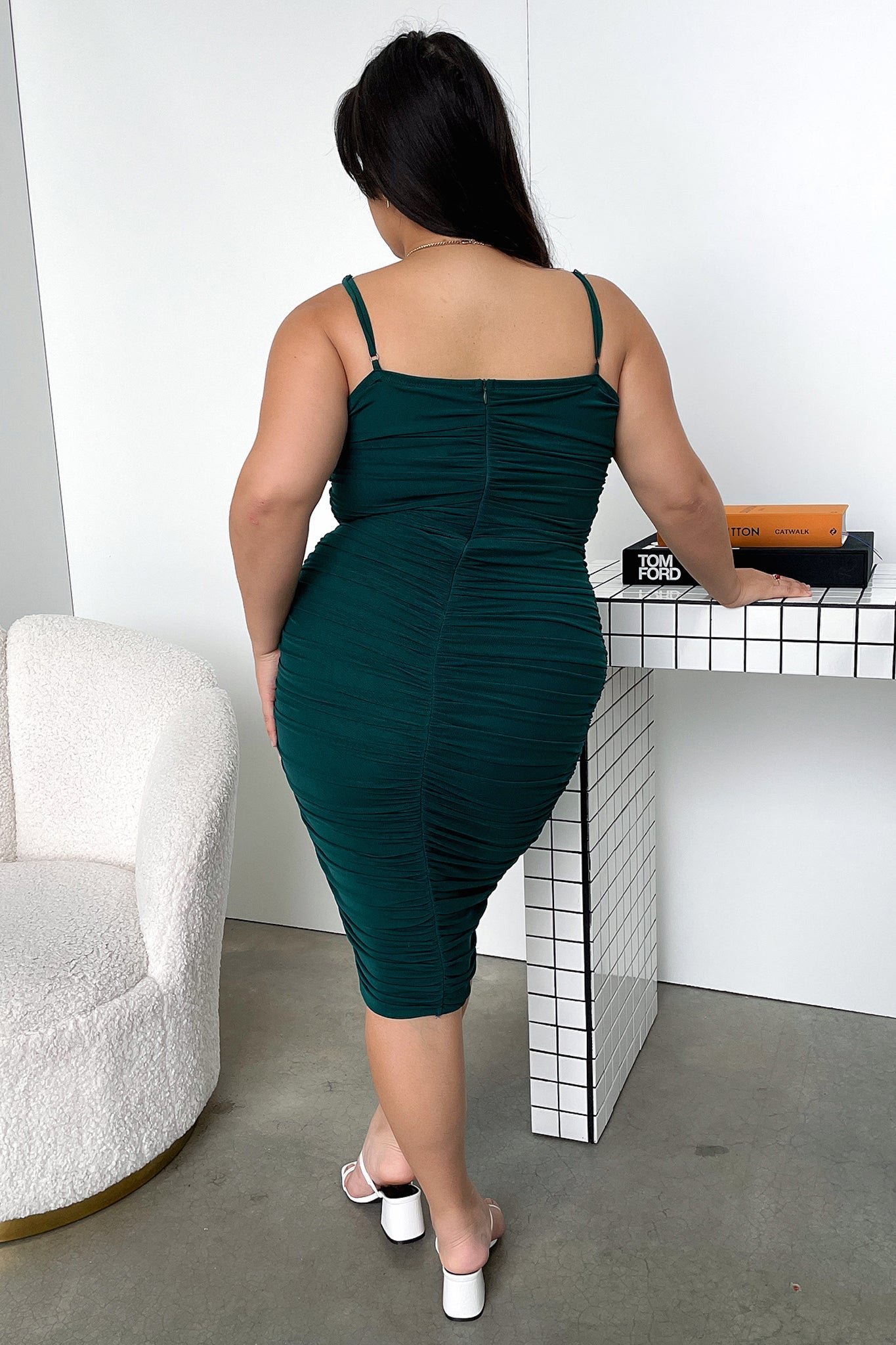 Zena Mesh Midi Dress - Emerald - Image 11
